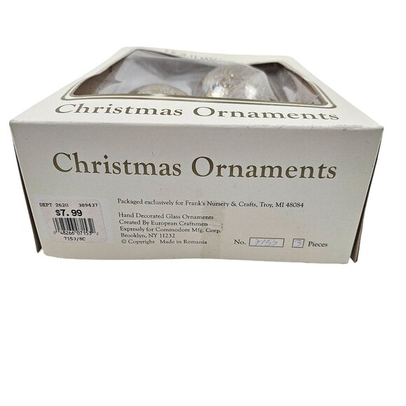 Commodore Holiday Memories 3 Glass Christmas Ornaments Gold Filigree Romania - Picture 4 of 10